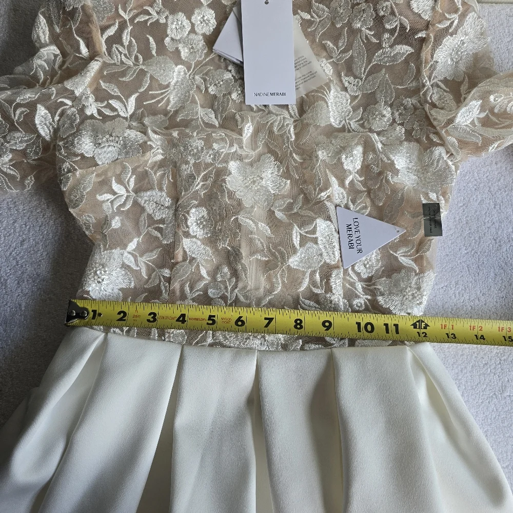 Nadine Merabi Pippa White Dress Size 2(XS) Sheer Top Lace Beaded New. - Picture 11 of 16